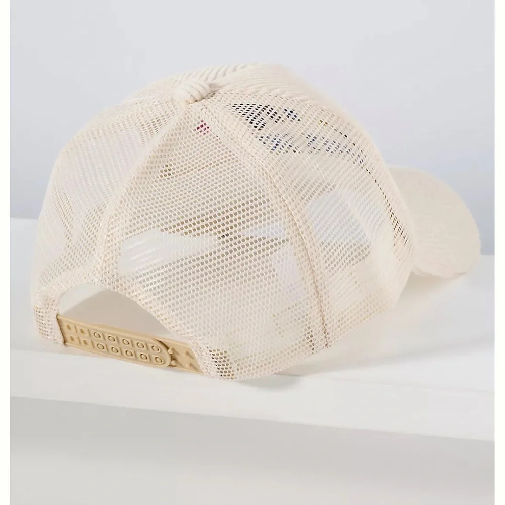 Anthropologie Worn West Apres Ski Trucker Hat Cream Corduroy